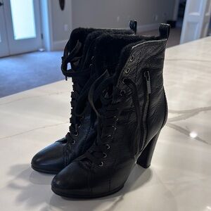 Black Leather Heeled Boots